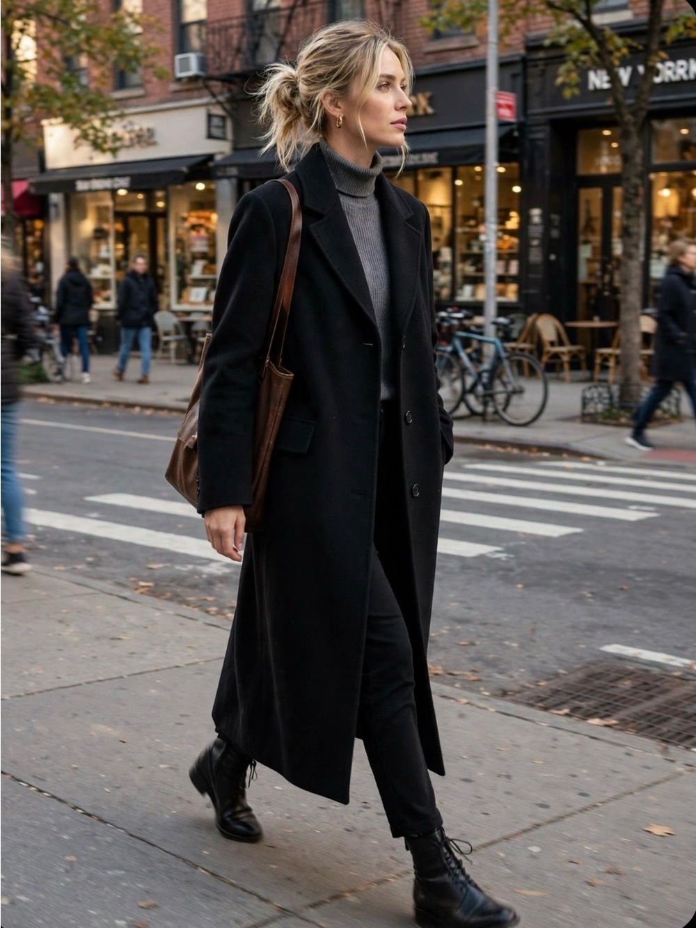Marvin Richards Black Wool Blend Coat PTP 22” L50”